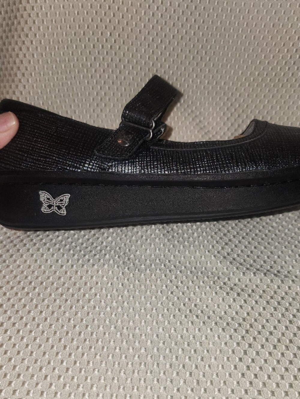 Alegria Black Textured Mary Jane Flats - Picture 4 of 11